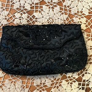 Bags by Dormar Made in Japan Vintage Black Beaded Evening Bag Clutch